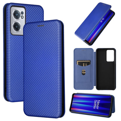 Magnetic flip phone case, carbon fiber texture, blue with card pocket and screen cutout