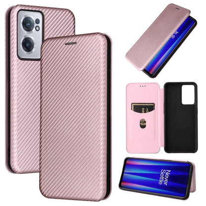 Magnetic flip phone case, carbon fiber texture, blush pink with card pocket