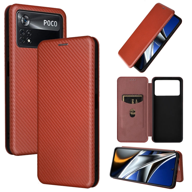 Magnetic flip phone case, carbon fiber texture, rust orange with card pocket