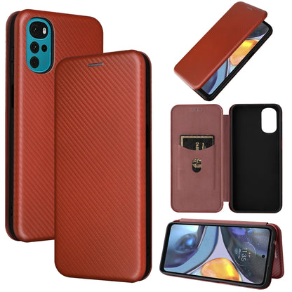 Carbon fiber textured flip magnetic phone case, brown leather with cardholder window