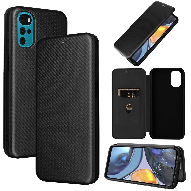 Carbon fiber textured flip magnetic phone case, black leather with cardholder window