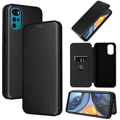 Carbon fiber textured flip magnetic phone case, black leather with cardholder window