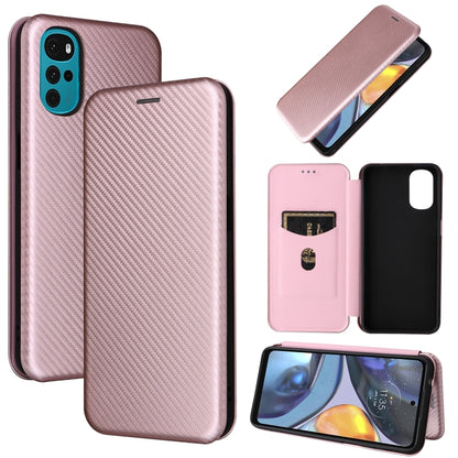 Carbon fiber textured flip magnetic phone case, rose pink leather with cardholder window