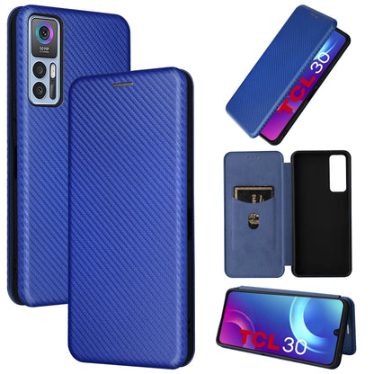 Carbon fiber textured flip magnetic phone case, cobalt blue leather with cardholder window