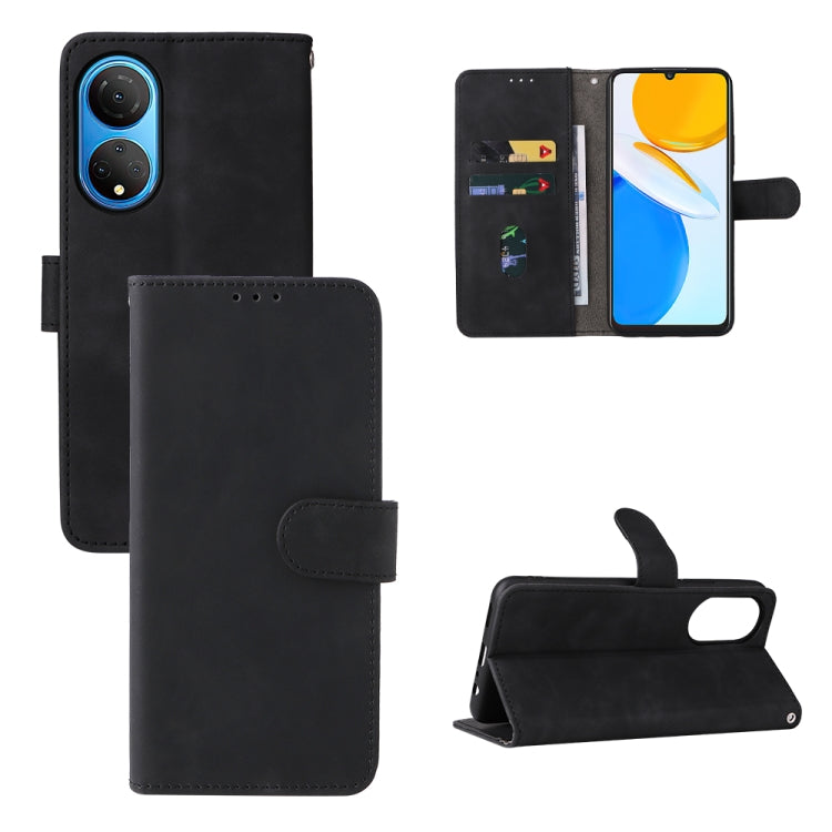 Black PU leather-texture magnetic buckle phone case with folio wallet and kickstand