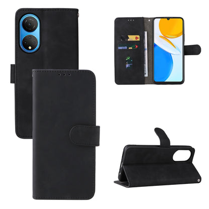 Black PU leather-texture magnetic buckle phone case with folio wallet and kickstand