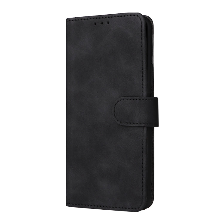 Black PU leather-texture folio phone case with magnetic buckle strap
