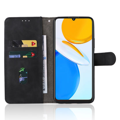 Black PU leather-texture folio phone case with inner card slots and side strap