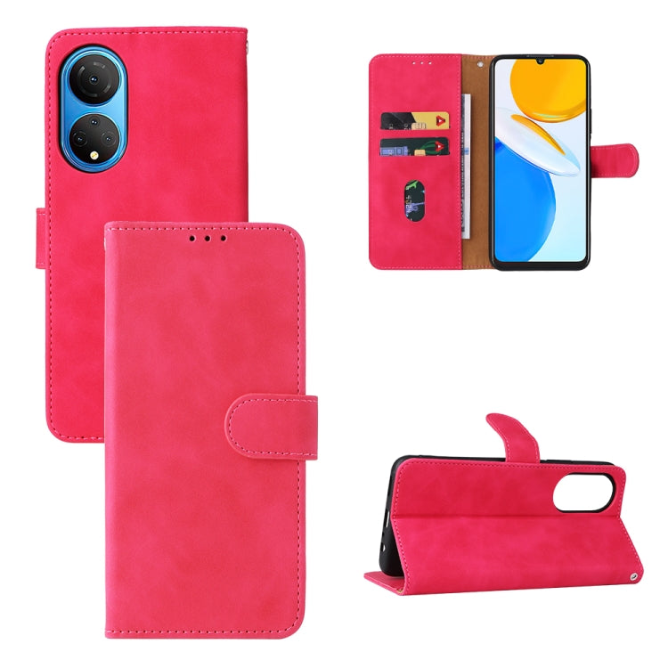 Rose red PU phone folio case with magnetic flap, kickstand, and camera cutout