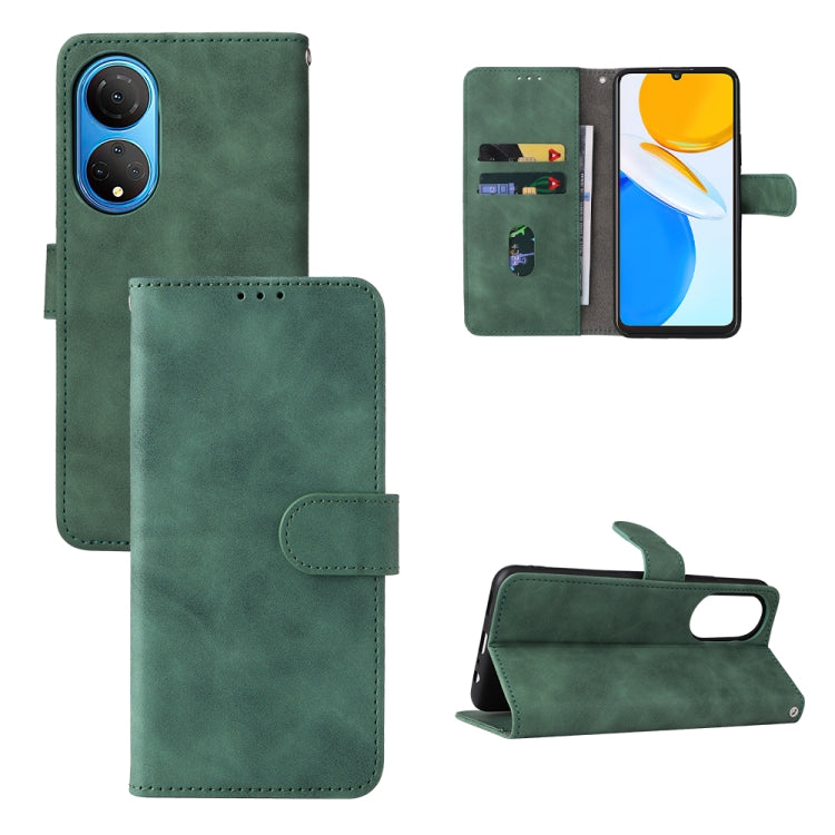 Green PU phone folio case with magnetic flap, kickstand, and camera cutout