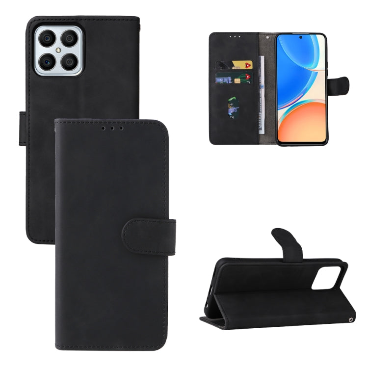Black PU folio phone case with magnetic strap and front card holder