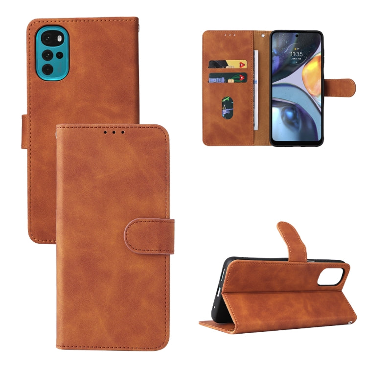 Brown PU leather-style magnetic buckle phone case with card slots and kickstand