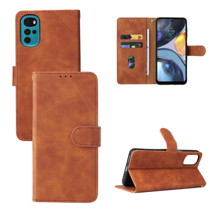 Brown PU leather-style magnetic buckle phone case with card slots and kickstand