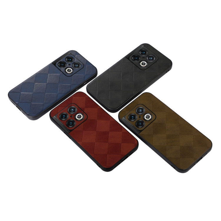Assorted color PU phone cases with woven diamond pattern and camera cutouts