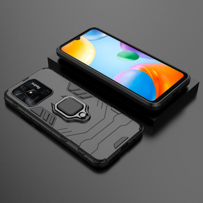 Black shockproof case with magnetic ring holder for phone, shown at an angle