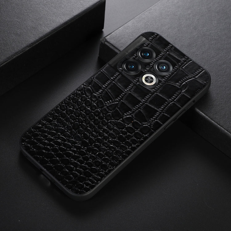 Black crocodile-embossed leather phone case, slim fit, camera cutouts