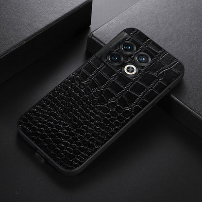 Black crocodile-embossed leather phone case, slim fit, camera cutouts