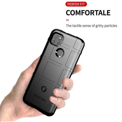 Grey rugged TPU phone case with ring holder cutout and textured grip back