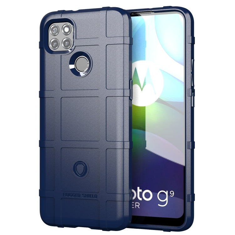 Blue rugged TPU shockproof phone case with raised camera and ring holder cutout
