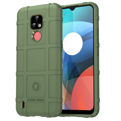Green rugged TPU phone case with camera cutout and raised shockproof bumper design
