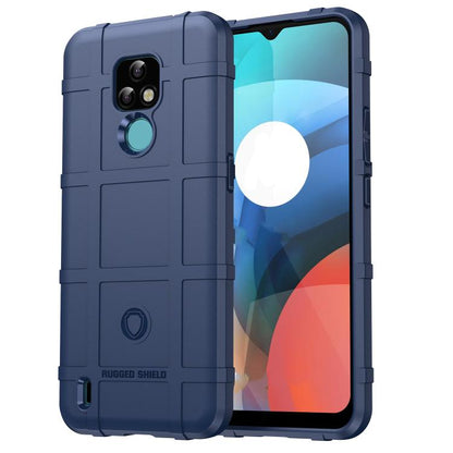 Navy rugged TPU phone case with dual camera cutout and shockproof bumper corners