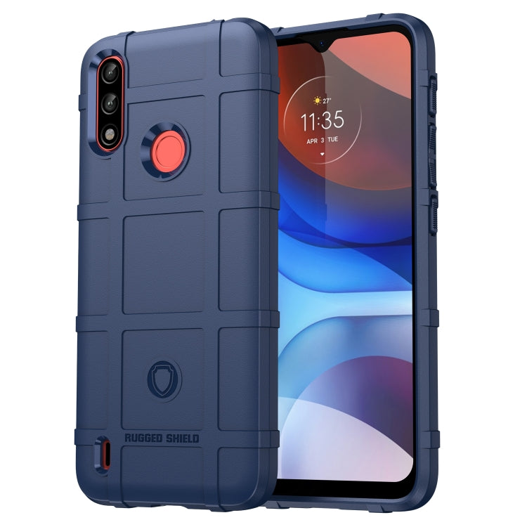 Navy rugged TPU phone case with red accent ring and protected camera openings
