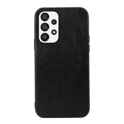 Black textured PU phone case with camera module cutout and slim profile edges.