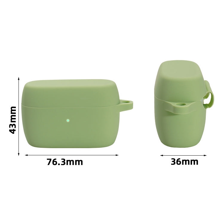 Matcha green silicone earphone protective case with small hook loop