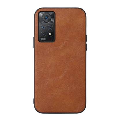 Brown cowhide-texture PU phone case with raised camera cutout