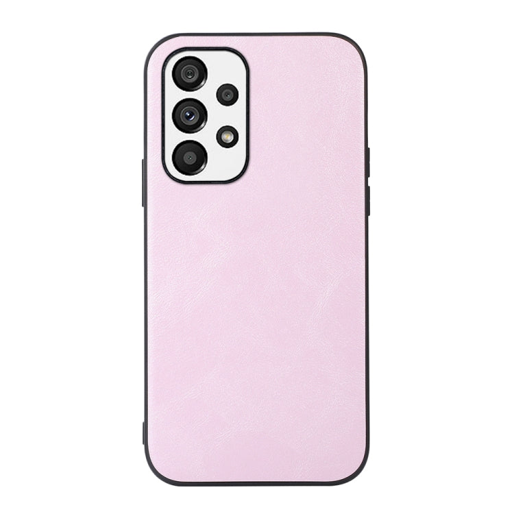 Pink cowhide-texture PU phone case with raised camera cutout