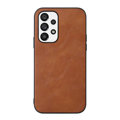 Brown cowhide-texture PU phone case with side buttons and camera cutout