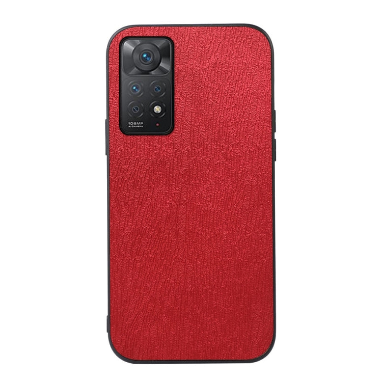 Red wood-texture PU phone case with camera cutout