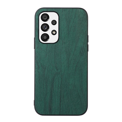 Green wood-texture PU phone case with camera cutout