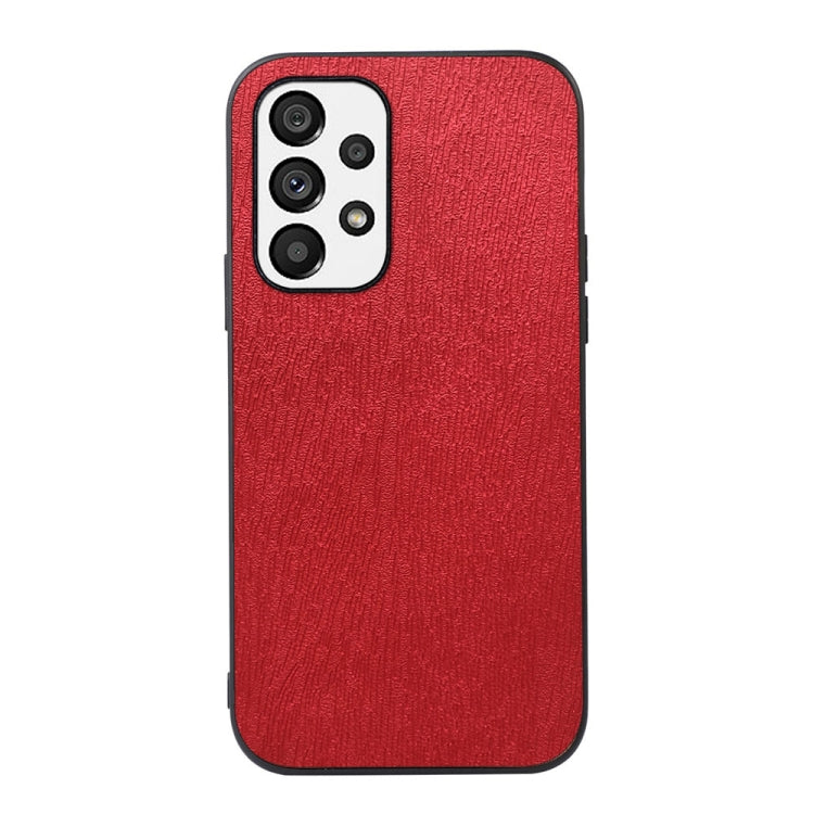 Red wood-texture PU phone case with camera cutout