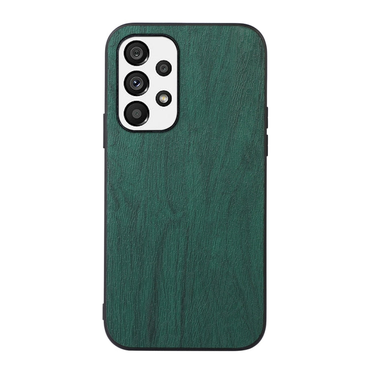Green wood-texture PU phone case with camera cutout