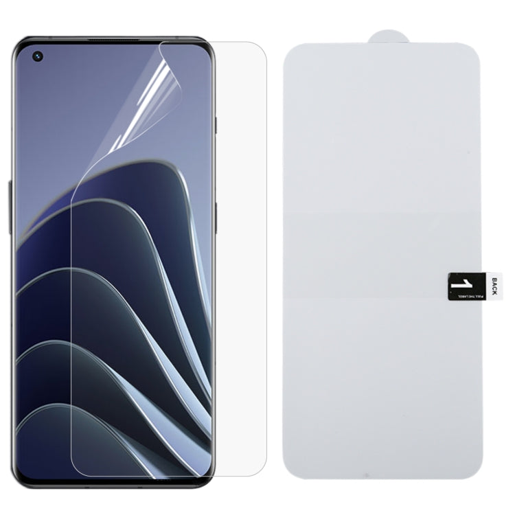 Full-coverage clear hydrogel screen protector film for OnePlus 10 Pro, front and backing sheets