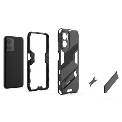 Black rugged smartphone case with camera cover; includes frame and back pieces