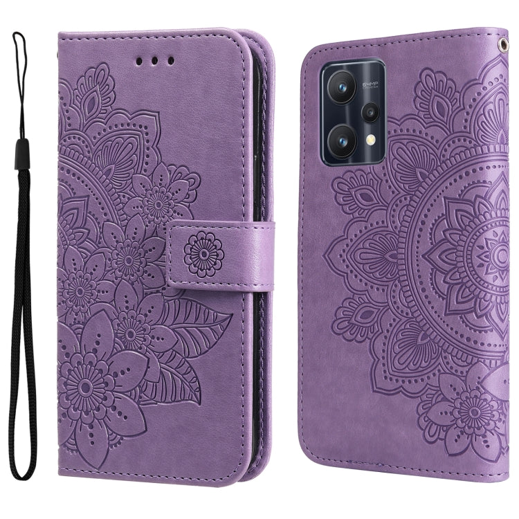 Lavender embossed floral flip leather phone case with wrist strap and card-slot cutouts