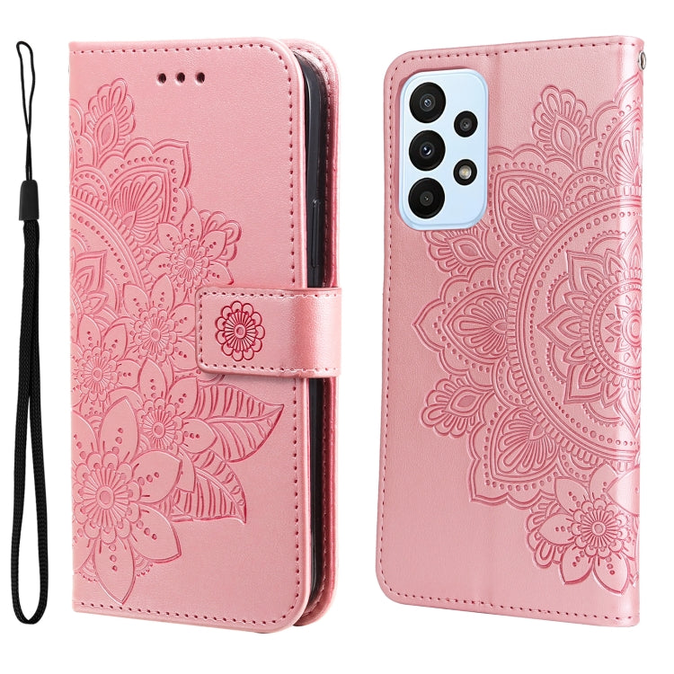 Blush pink embossed floral flip leather phone case with wrist strap and camera cutout