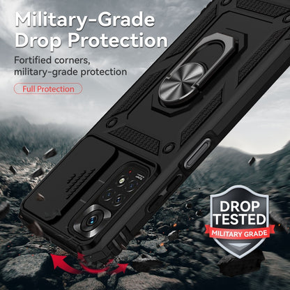 Rugged black phone case with ring kickstand and reinforced corners for protection
