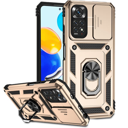 Gold rugged sliding camshield phone case with ring stand and camera cover