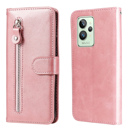 Light pink leather flip phone case with horizontal zipper and card holder