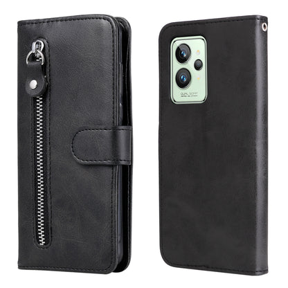 Black leather flip phone case with horizontal zipper and card holder