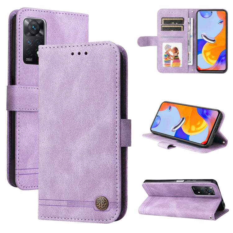 Purple horizontal flip leather phone case with card slots and magnetic button closure