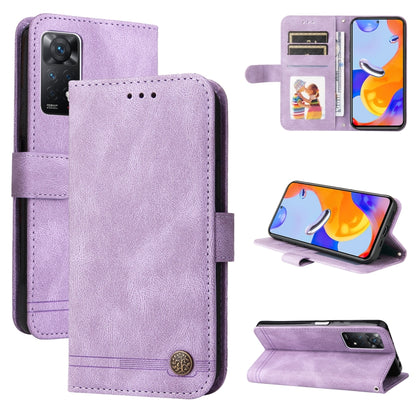Purple horizontal flip leather phone case with card slots and magnetic button closure