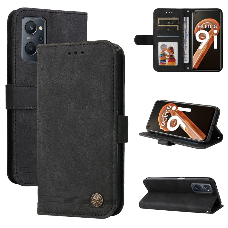 Black horizontal flip leather phone case with card slots and built-in stand view