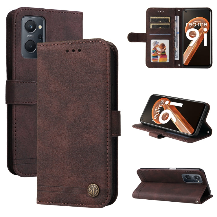 Brown horizontal flip leather phone case with card slots and built-in stand view