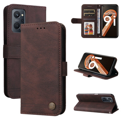 Brown horizontal flip leather phone case with card slots and built-in stand view