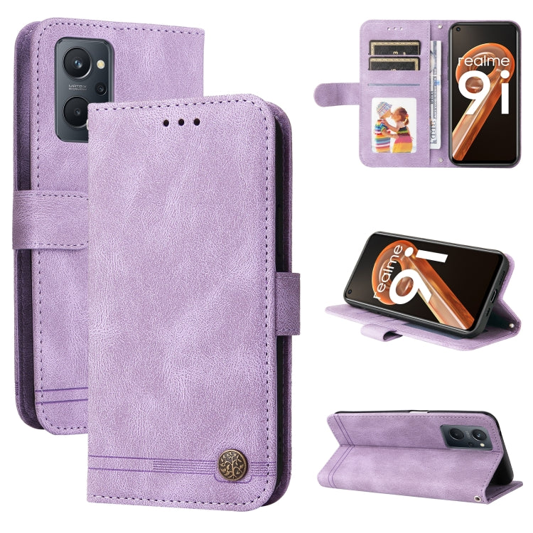 Purple horizontal flip leather phone case with card slots and built-in stand view