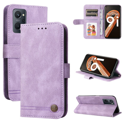 Purple horizontal flip leather phone case with card slots and built-in stand view